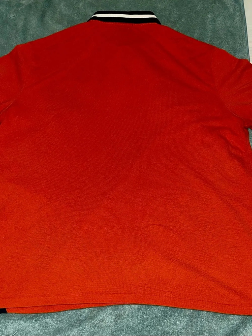 Ralph Lauren Orange Polo with Navy Diagonal Stripe and Crest